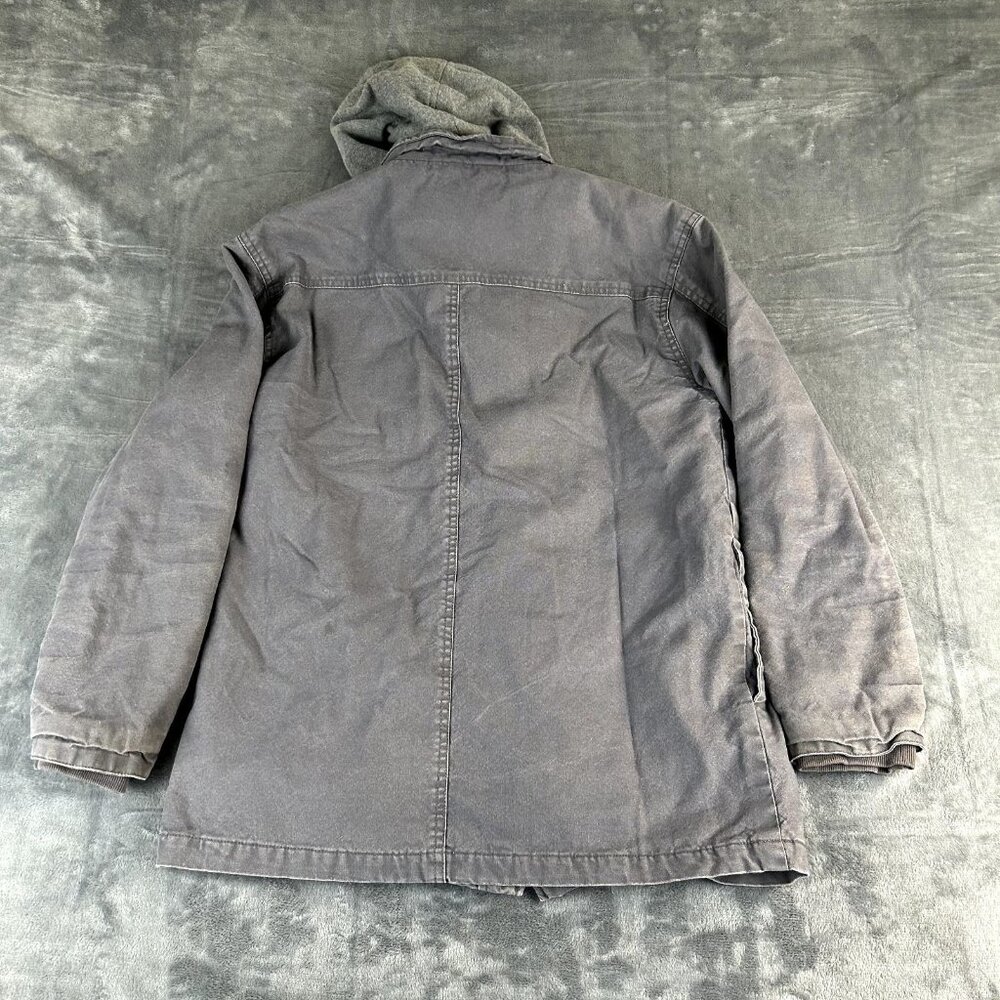 Dickies Jacket Mens Medium Gray Hooded Chore Shacket Utility Zip Snap - Picture 7 of 9